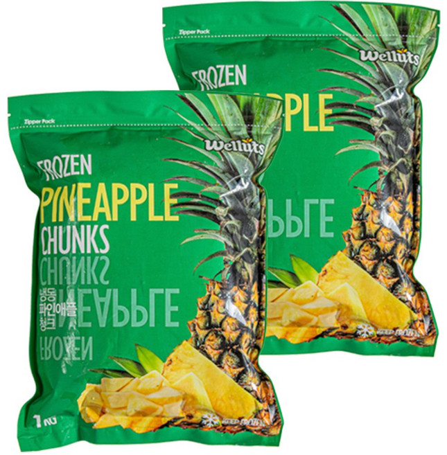웰루츠 필리핀산 고당도 파인애플 청크, 1kg, 2개