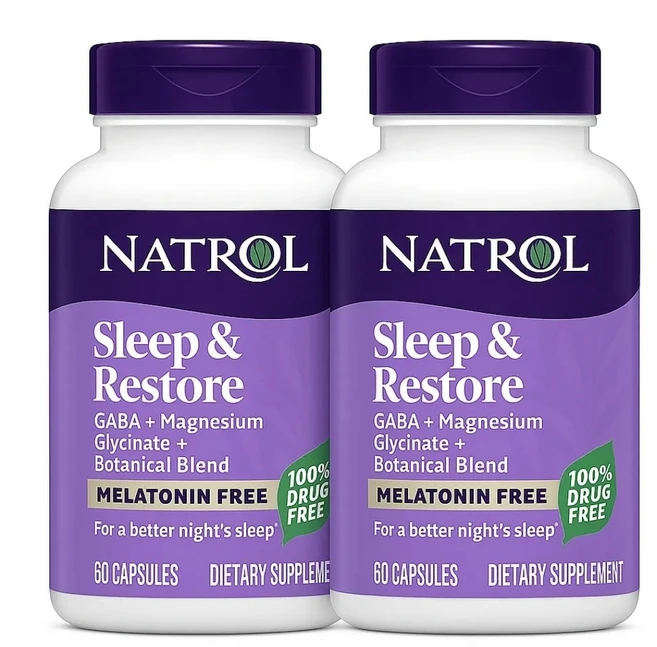 나트롤 멜라토닌 프리 슬립 리스토어 가바 마그네슘, 2개, 60정 - 쿠팡