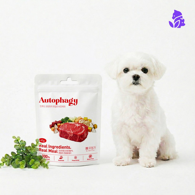 펫퍼플 인푸드 오토파지 데일리 케어 동결건조 소고기 닭고기 명태 강아지 사료 간식 애견 애완, 1개, 45g