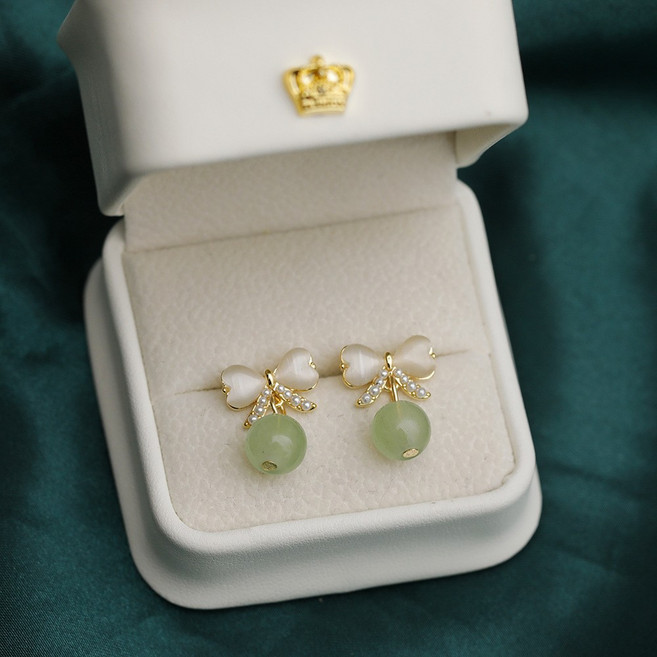 치트몰 재물운 리본 진주 옥 귀걸이 2개입 1쌍