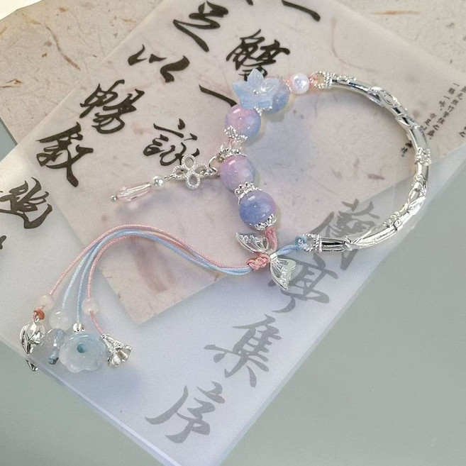 漸層水晶 蝴蝶結 吊墜 手鍊