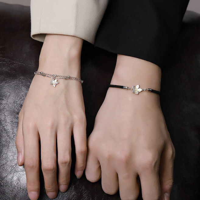 리프 무드 포인트 우정 커플 체인 팔찌 1+1