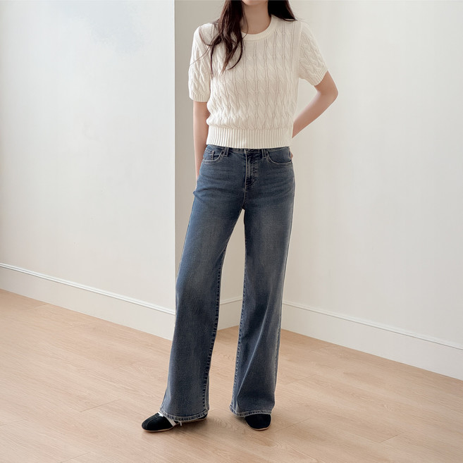 여성 게스 청바지 사계절 스판 와이드 핏 팬츠 매장 정품