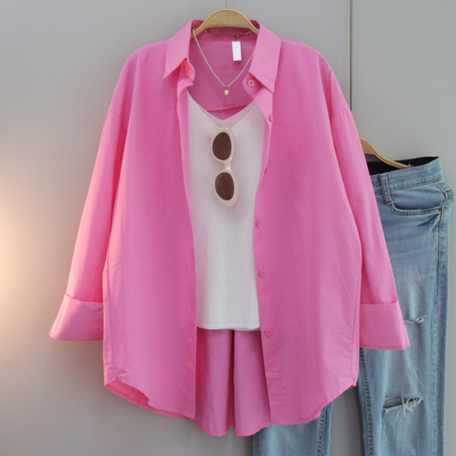 달콩 여성 뮤즈오버핏카라셔츠 빅사이즈 롱셔츠