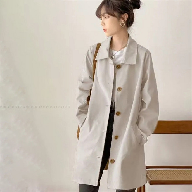 꽃소담 여성 오버핏 트렌치 코트 카라넥 런던바바리 여자 봄 가을 하프 트렌치코트 MXP26A68