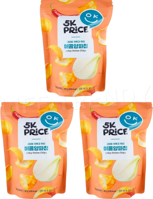 5K프라이스 매콤 양파칩, 3개, 40g