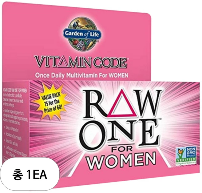 가든오브라이프 비타민 코드 로우 원 포 우먼 베지테리안 캡슐, 1개, 75정 - 쿠팡