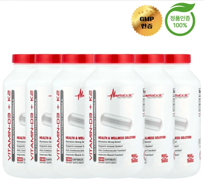 3+3 메타볼릭 뉴트리션 비타민D3 + K2 캡슐 180정, 6개, 180회분 - 쿠팡
