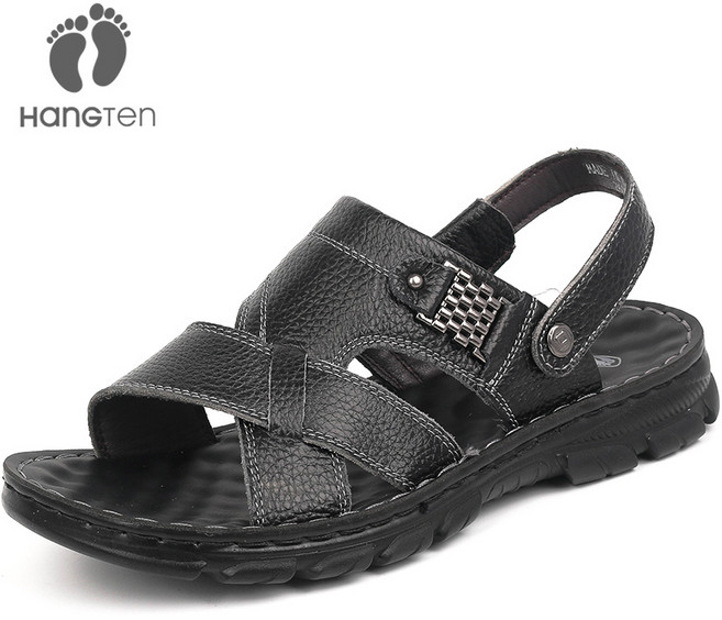 이제이슈즈 행텐 천연가죽 남자 여름샌들 슬리퍼형 캐주얼 남성샌들