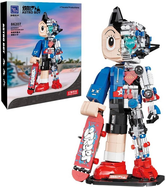 USA블럭 성인을 위한 BRICKKK Pantasy Astro Boy 조립 키트 가정이나 사무실을 창의적이고 멋진 수집용 및 디스플레이 모델 십대를 아이디어 생일 선물 또는 깜짝, [06] 스케이트보더 에디션, 1개