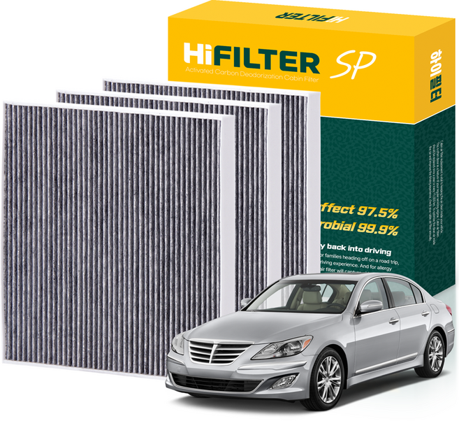 하이필터 현대 자동차 제네시스 활성탄 에어컨필터, 3개, 제네시스 BH HI-N014