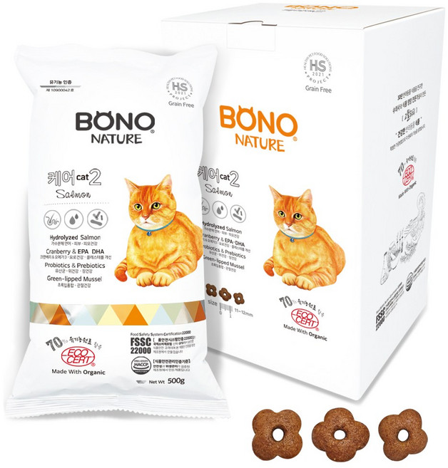 보노네이처 전연령 케어캣2 피부 앤 요로 고양이 사료 3p, 7kg, 1개, 연어