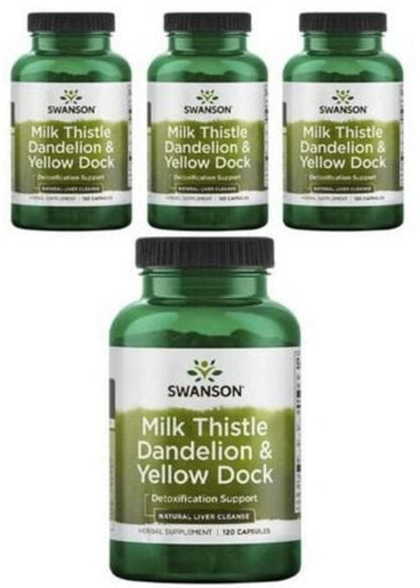 4병 스완슨 밀크 씨슬 단델리온 옐로우 독 캡슐 120정, 4병 스완슨 밀크 씨슬 단델리온 옐로우 독 캡슐 120, 1조