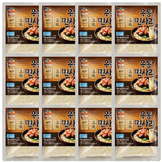 CJ 우동면사리, 12개, 190g