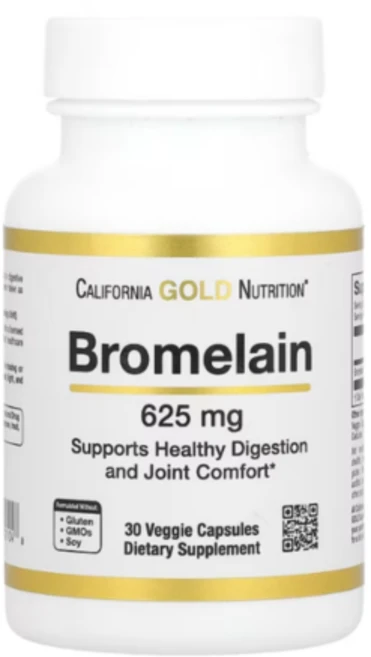 캘리포니아 골드 브로멜라인 620mg 식물성 30 베지캡슐 파인애플 추출 소화 효소, 1병 - 쿠팡