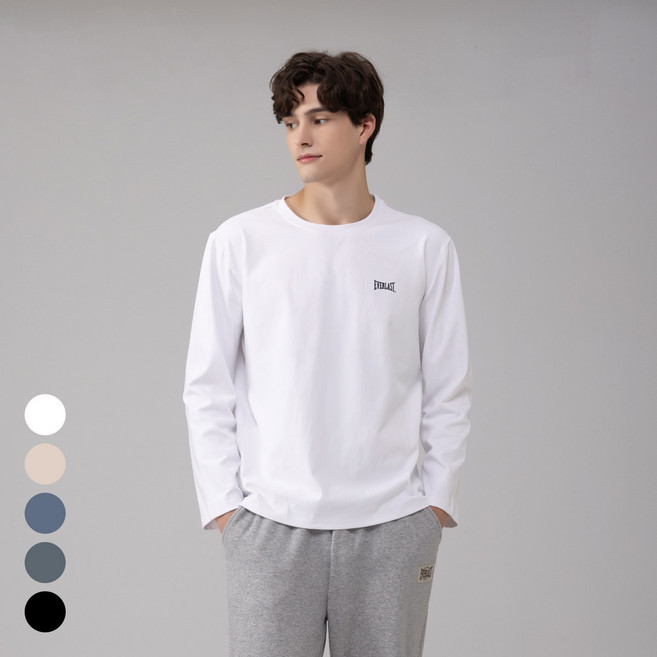 에버라스트 남성 레귤러핏 긴팔 티셔츠 무지티 기본티