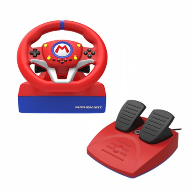 닌텐도 스위치 호리 마리오 카트 8 디럭스 레이싱 핸들 / 레이싱 휠 / 스위치2 호환, 레드, 1개, 스위치 호리 핸들