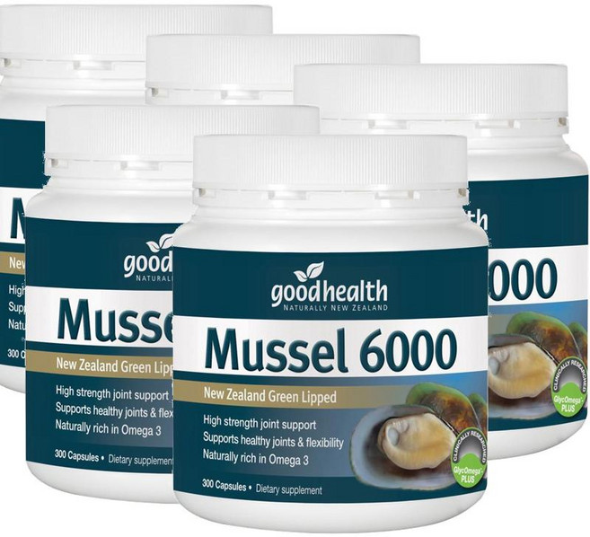 굿헬스 머슬 6000mg 캡슐 뉴질랜드 초록입홍합 Good Health Mussel, 300정, 5개