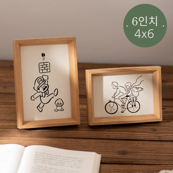 살림백과 인테리어 액자 우드 프레임 소담액자 모음, 원목, 1개