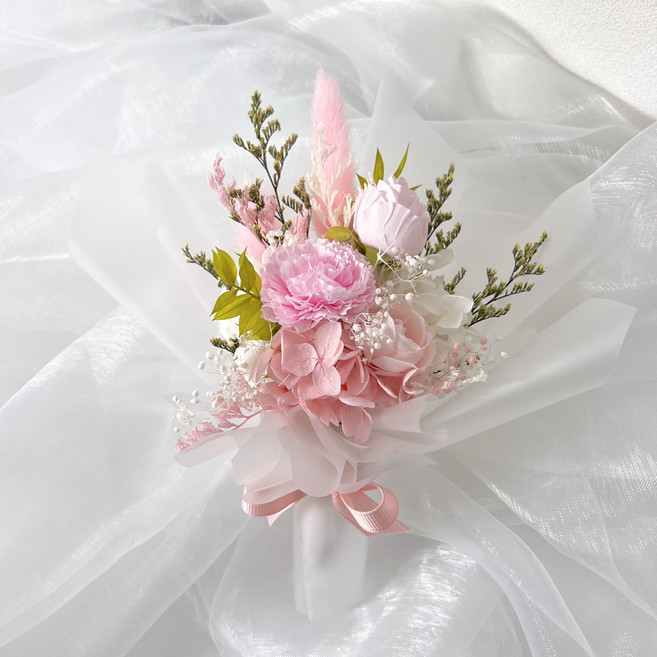 마음메이드 프리저브드 실크플라워 카네이션 납골당 성묘 미니 꽃다발 부착형, 1개, 핑크