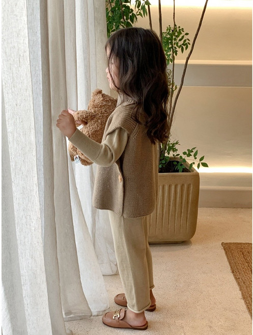 아짱 키즈여아 유아 투피스 세트 봄 가을 북유럽 나들이룩 조끼 바지 티 3종구성