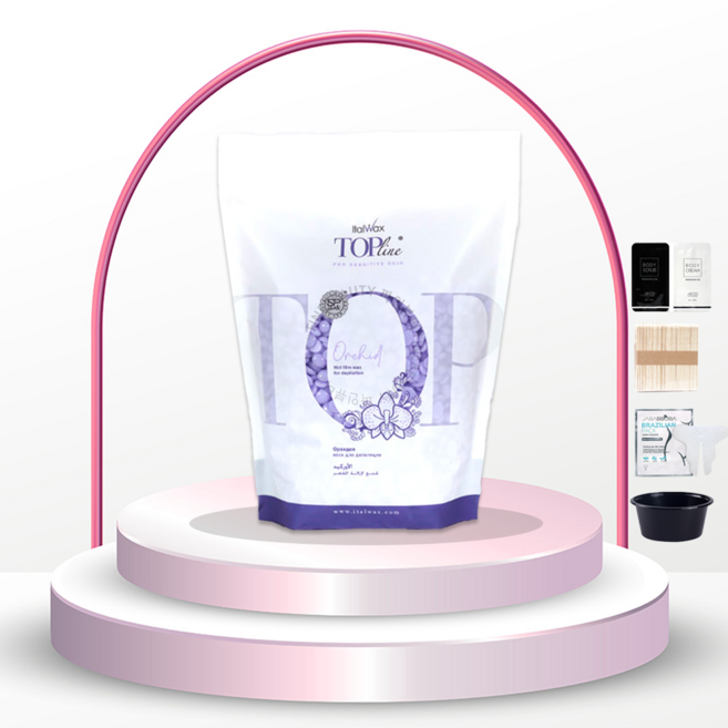 이탈왁스 하드탑 오키드750g+스파츌라+스크럽+크림+브라질리언시트팩+일회용용기 셀프왁싱 왁싱재료, 1개, 750ml