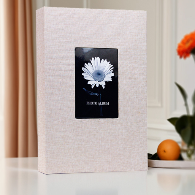 씨피다이 대용량 포켓식 패브릭 포토 메모 사진 앨범, 200매, 베이지