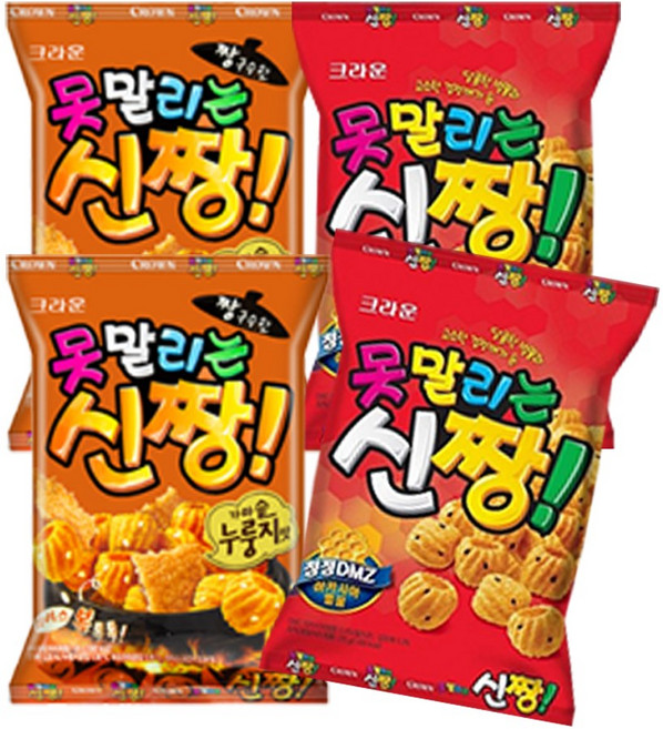 크라운 못말리는신짱 120g+가마솥누룽지맛 120g 2개씩 (총 4개), 120g