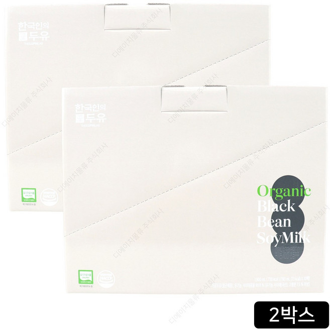 한국인의 두유 유기농 서리태 콩물두유 10팩 1박스, 20개, 190ml