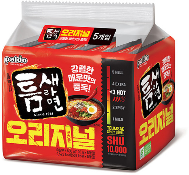 봉지라면 팔도 틈새라면 빨계떡 120g, 20개