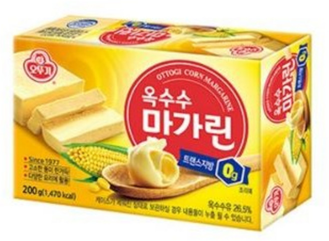 오뚜기 옥수수 마아가린 200gX16개 BOX 식품 > 유제품/아이스크림/디저트 치즈/유가공품류 버터/마가린 마가린, 200g, 8개