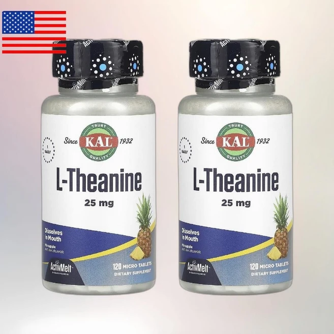 KAL L-테아닌 액티브멜트 파인애플 드림 25mg 마이크로정 120개, 120g, 2개, 120정 - 쿠팡