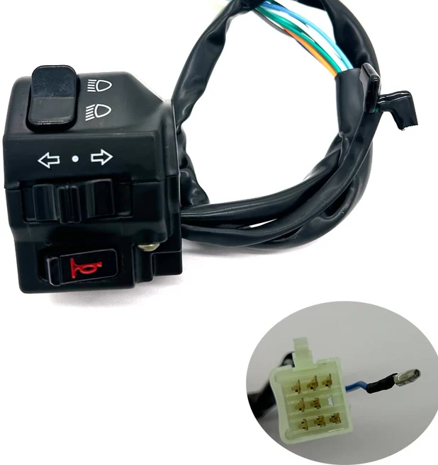 범용 알루미늄 오토바이 스위치 핸들 바 오토바이 경적 방향 지시등 헤드라이트 제어 버튼 78 인치 22mm, 03 1pcs-left