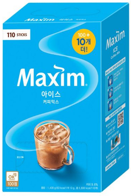 맥심 아이스 커피믹스 (100T+10T)+워터보틀, 13g, 110개입, 1개