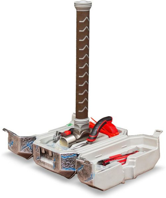 마블 마이티 토르의 망치 묠니르 91개 도구 세트 올인원 키트 | 드라이버 렌치 플라이어 후크 등 포함, 91개 세트, 1개