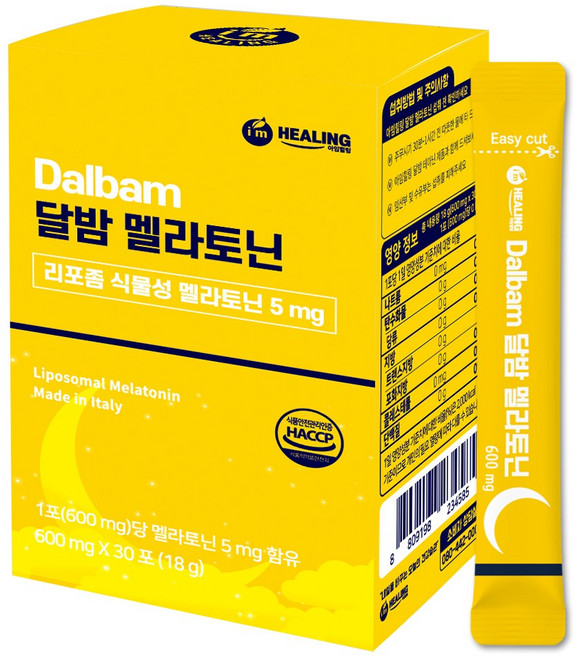 아임힐링 달밤 식물성 리포좀 멜라토닌 5mg 식약청 인증, 1개, 18g