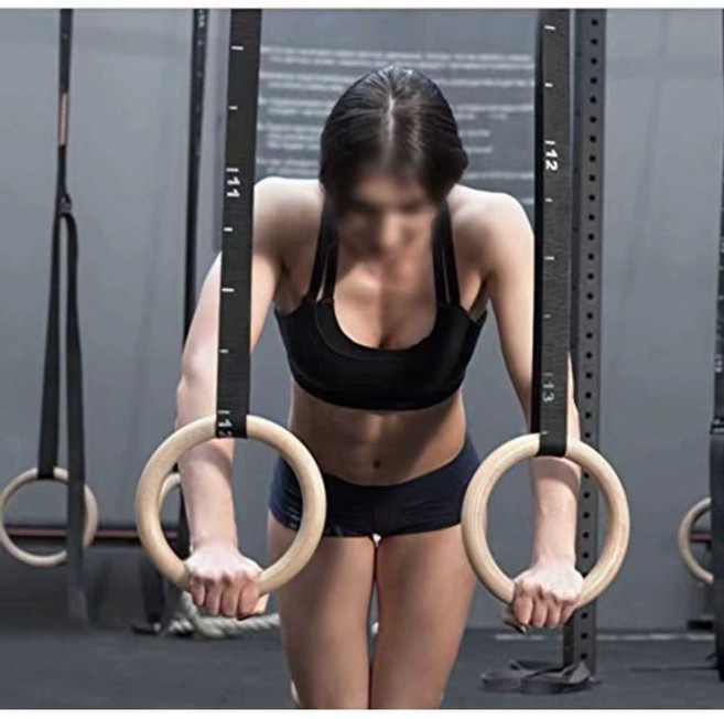 우드 짐링 헬스 체조 운동링 코어운동 크로스핏 체조링 링 머슬업, 1개, 32mm행잉링세트(빨간색스트랩과행잉링)