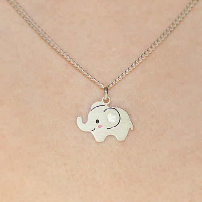 르클레보 아기코끼리 미아방지 유아동 실버목걸이/SN9363