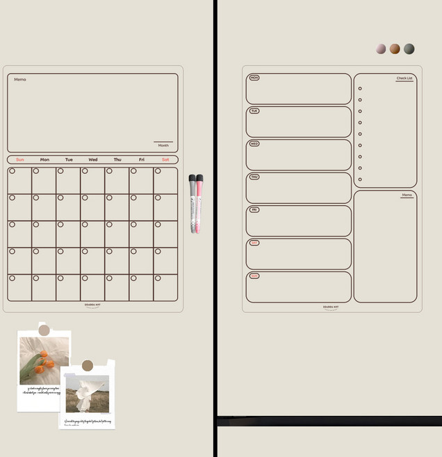 뚜뚜아트 비스포크 오브제 냉장고 달력 접착 스케줄 보드, 03. 리무버블 베이지 무지, 1개