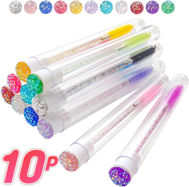 유용몰 속눈썹 마스카라 브러쉬 빗 케이스, 10개, 혼합