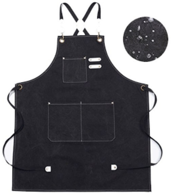 팡팡 방수 데님 캔버스 앞치마 카페 바리스타 레스토랑 가정용 앞치마, 1개, 블랙