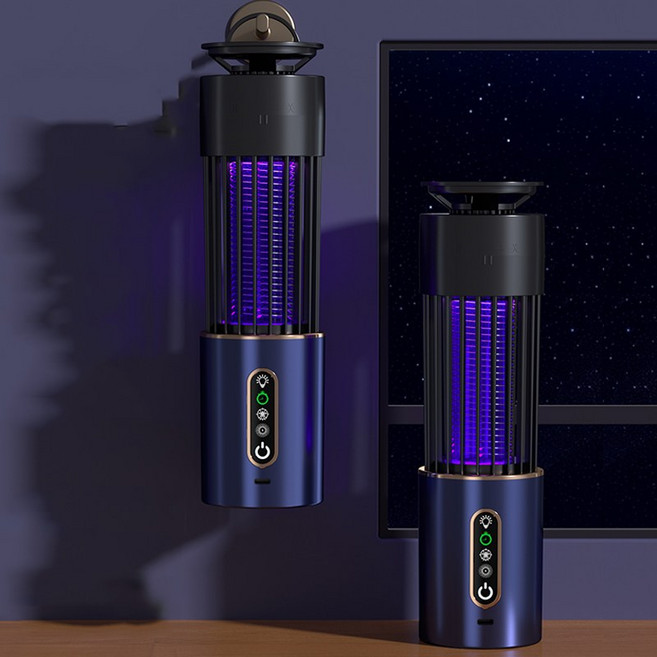 SmartGo 2in1 무선 충전식 전격식 모기퇴치기 가정용 캠핑 야외 벌레해충 초음파퇴치 무드등 휴대용, 블루