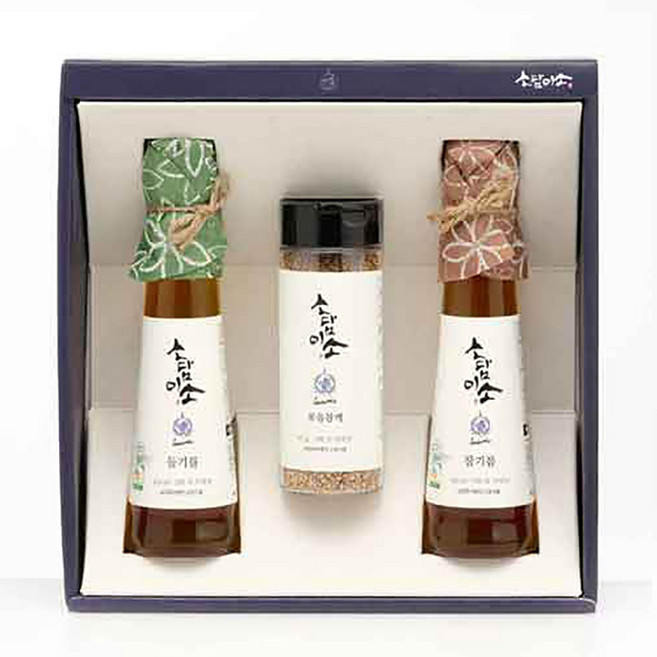 소담미소 좋은기름 3종 실속 (참기름100ml+들기름100ml+볶음참깨65g), 1개, 상세페이지 참조