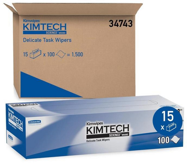Kimtech 34743 Kimwipes Delicate Task Wipers 3Ply 11 4/5 x 11 4/5 119 per Box (Case of 15 Boxes), One Color