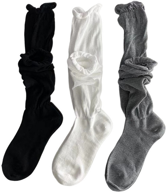 미니멀모다 여성 시스루 돌돌이 장목 양말 레인부츠 니삭스