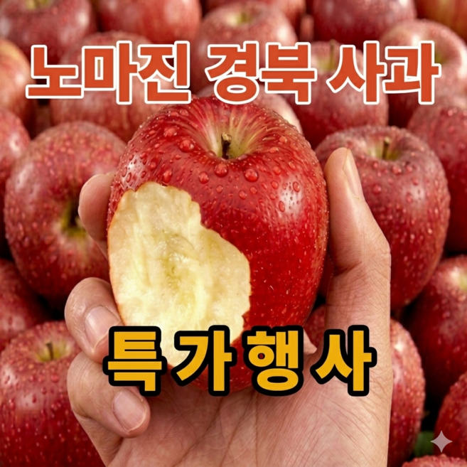 경북 꿀 사과 가정용 부사 사과, 1박스, 부사 가정용 4kg(24과수내외)