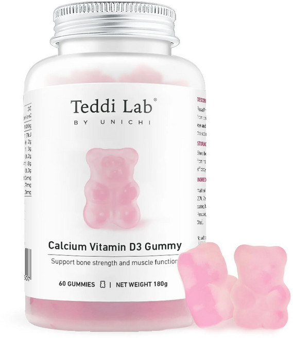 Teddi Lab 鈣維生素D3 小熊軟糖 強化骨骼與肌肉功能, 180g, 1個