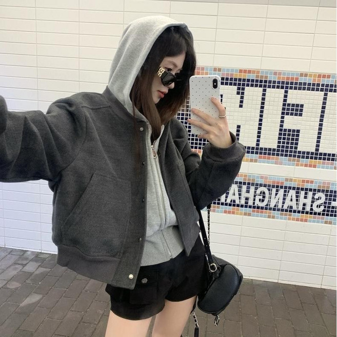 클로렉스 여성 캐주얼 항공 점퍼 포켓 블루종 자켓