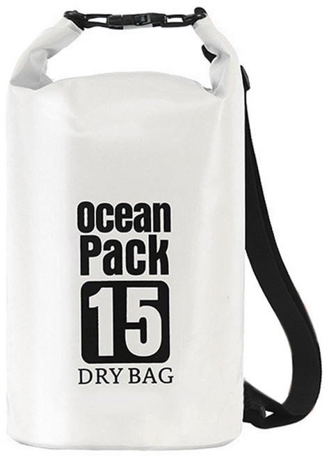투데이리빙 15L 대용량 방수 드라이백 수영 물놀이 다용도 가방 초경량 비치 방수백 워터파크 드라이백팩, 1개, R98689W(화이트