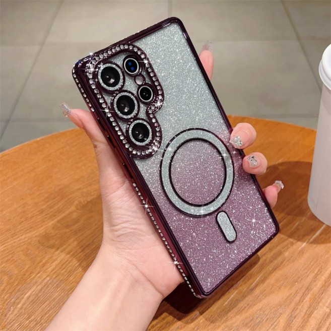 윰스모르 갤럭시 맥세이프 실리콘 휴대폰 케이스 카메라보호 글리터